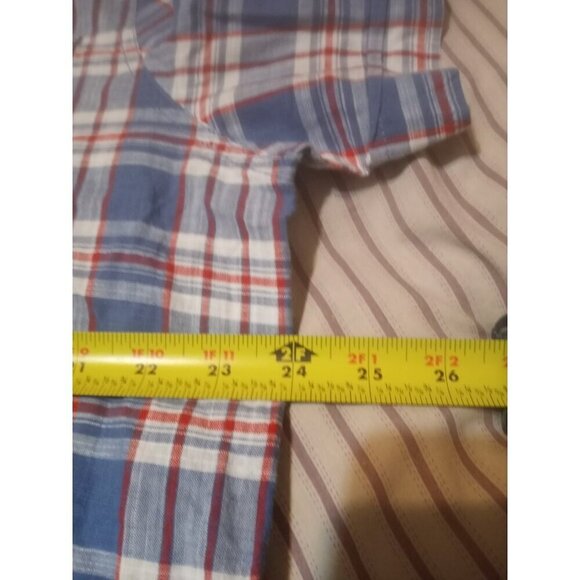 True Religion Western Shirt Button XL Plaid Pockets Short Sleeve Brand Jeans - Picture 10 of 11